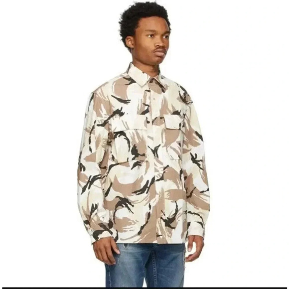 Kenzo Other - Kenzo $440 Beige Tropic Camo Over Jacket Shirt Ripstop Fabric Men's Small